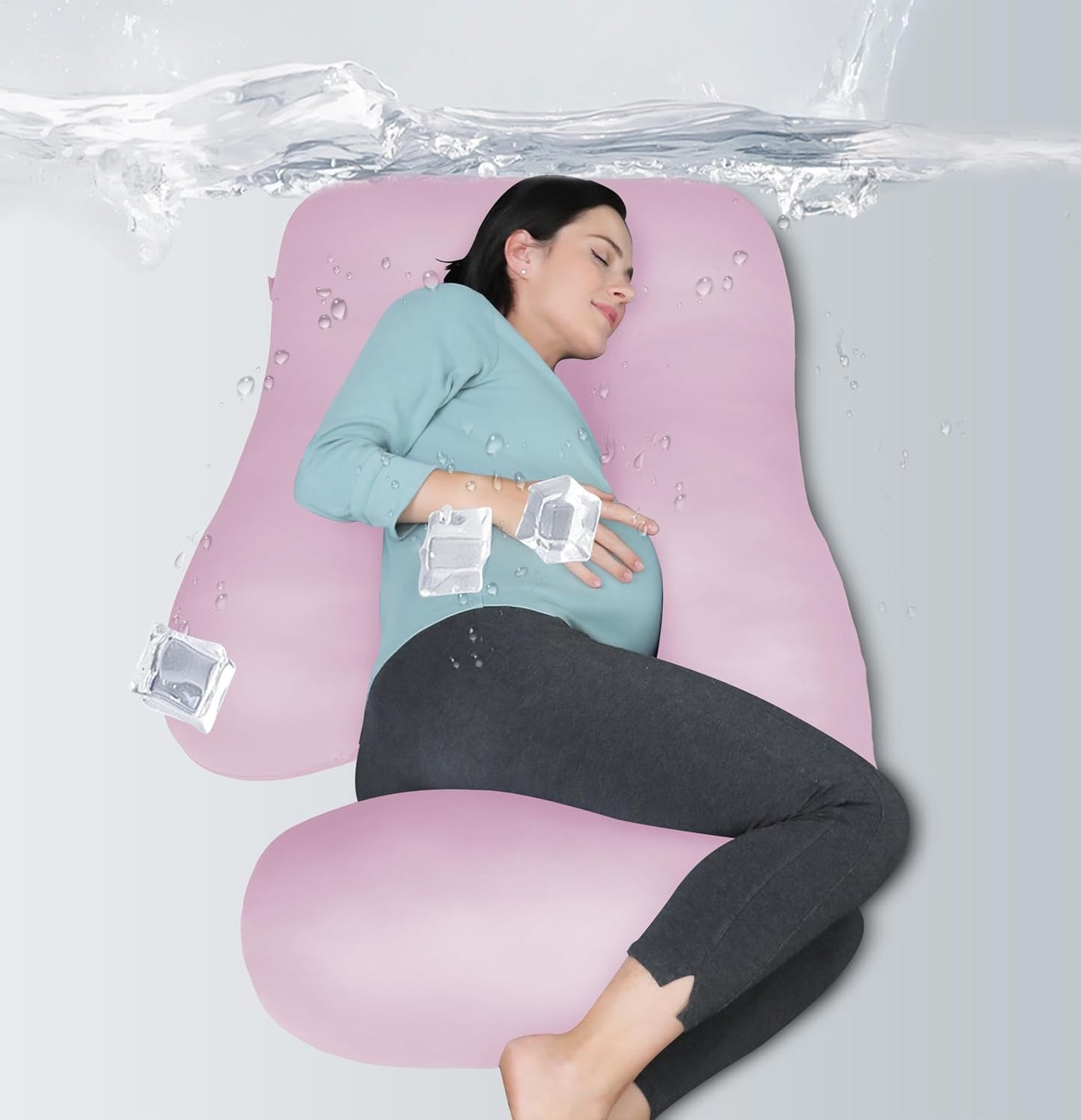 MOON PARK Pregnancy Pillows for Sleeping - 57 Inch U Shaped Full Body Maternity Pillow with Removable Cover - Support for Back, Legs, Belly, Hips - Pregnancy Pillow for Women - Grey