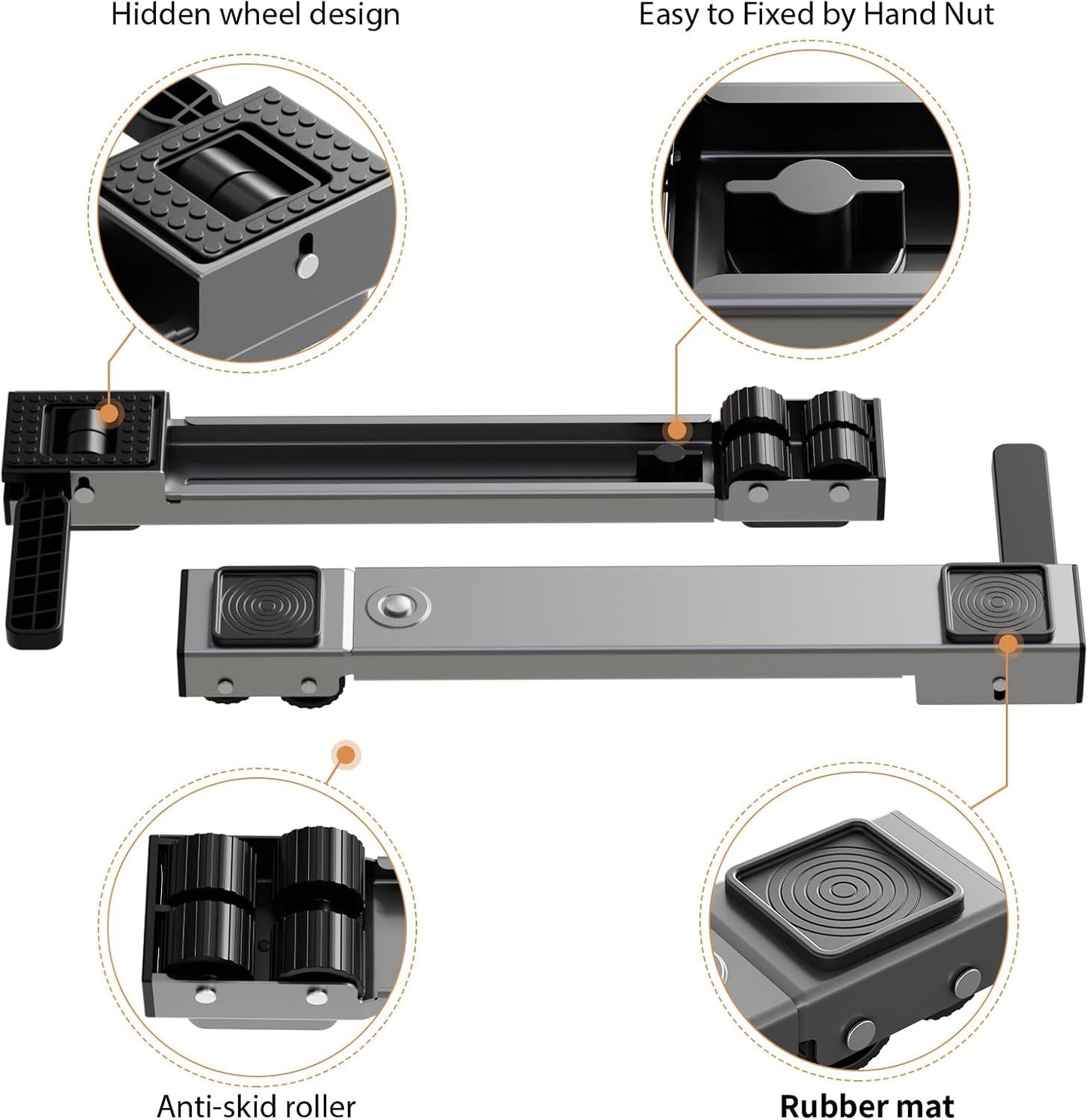 Appliance Rollers Heavy Duty,Newest Extendable Appliance Sliders,Liftable Washing Machine Base,Easily Move Washer and Dryer Machines,Refrigerators,Furniture-Black