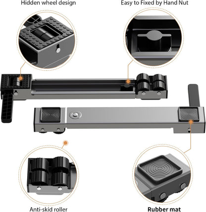 Appliance Rollers Heavy Duty,Newest Extendable Appliance Sliders,Liftable Washing Machine Base,Easily Move Washer and Dryer Machines,Refrigerators,Furniture-Black