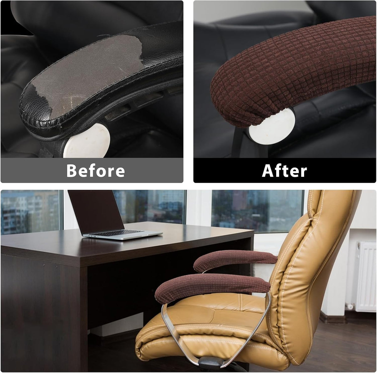 Vin Beauty Office Chair Armrest Covers, 2Pcs Office Removable Arm Rest Covering, Elastic Chair Armrest Covers, Office Seat Hand Rest Protector, Arm Covers Protectors for Office Chair(Black)