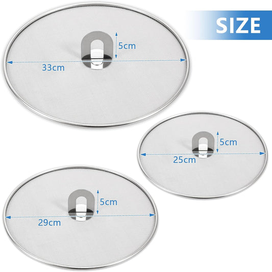 Splatter Screen for Kitchen, Stainless Steel Fine Mesh Splatter Screen for Frying Pan, 10, 11.5, 13 Inch Grease Splatter Guard with Fold Flat Knob