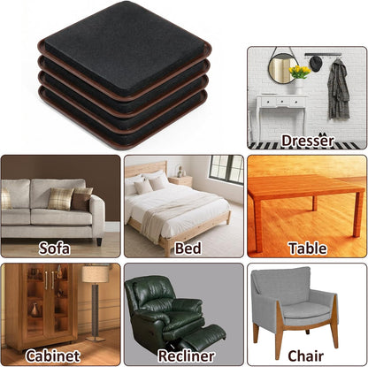 Reusable Heavy Duty Furniture-Sliders 4.7 Inch Furniture Sliders Square Felt Furniture Slider for Carpeted Floors Safeguard Carpeted Floors Hardwood Floor (4 PCS)