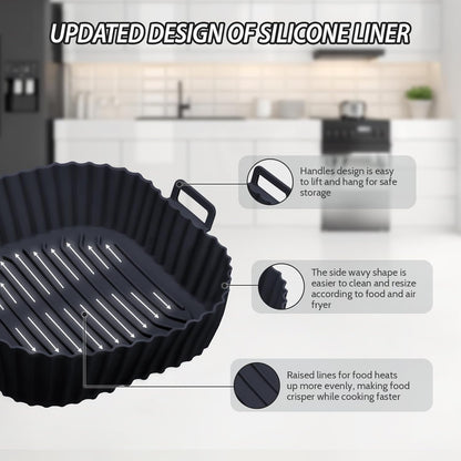 Silicone Air Fryer Liners Reusable 3 PCS, Airfryer Liners, Silicone Air Fryer Basket Liners Square, Food Grade AirFryer Accessories 4-7 QT, Ktchen Gadgets for Pot Oven Liner Baking Tray Pan