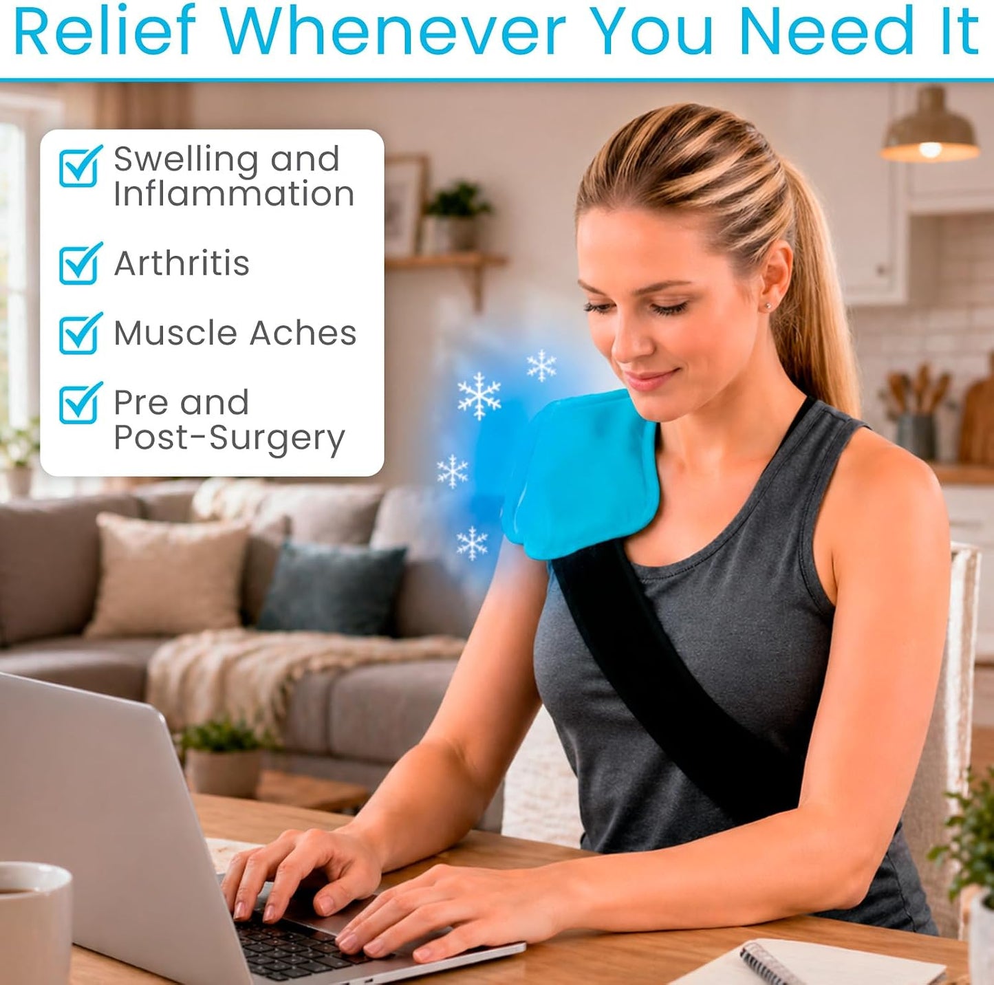Arctic Flex Reusable Hot & Cold Gel Ice Pack Wrap with Strap - Therapy | Injuries, Pain, Shoulder, Knee, Back, Elbow & Foot - Flexible Wrap Around Cold Pack & Compress