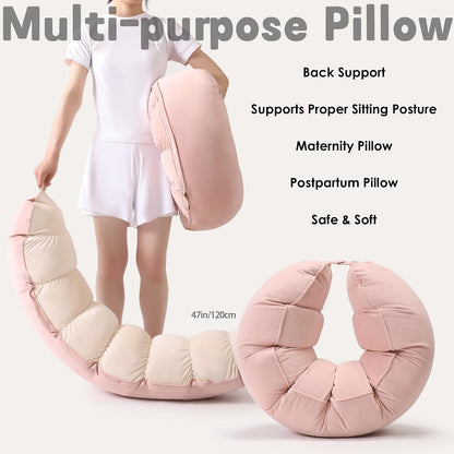 Peallow(Pat. Pend) – Long Round Body Pillow for Adults, Bolster Pillow for Sleeping, Soft and Supportive Pillow for Sleeping & Lumbar Support (Green-White, 29.5")
