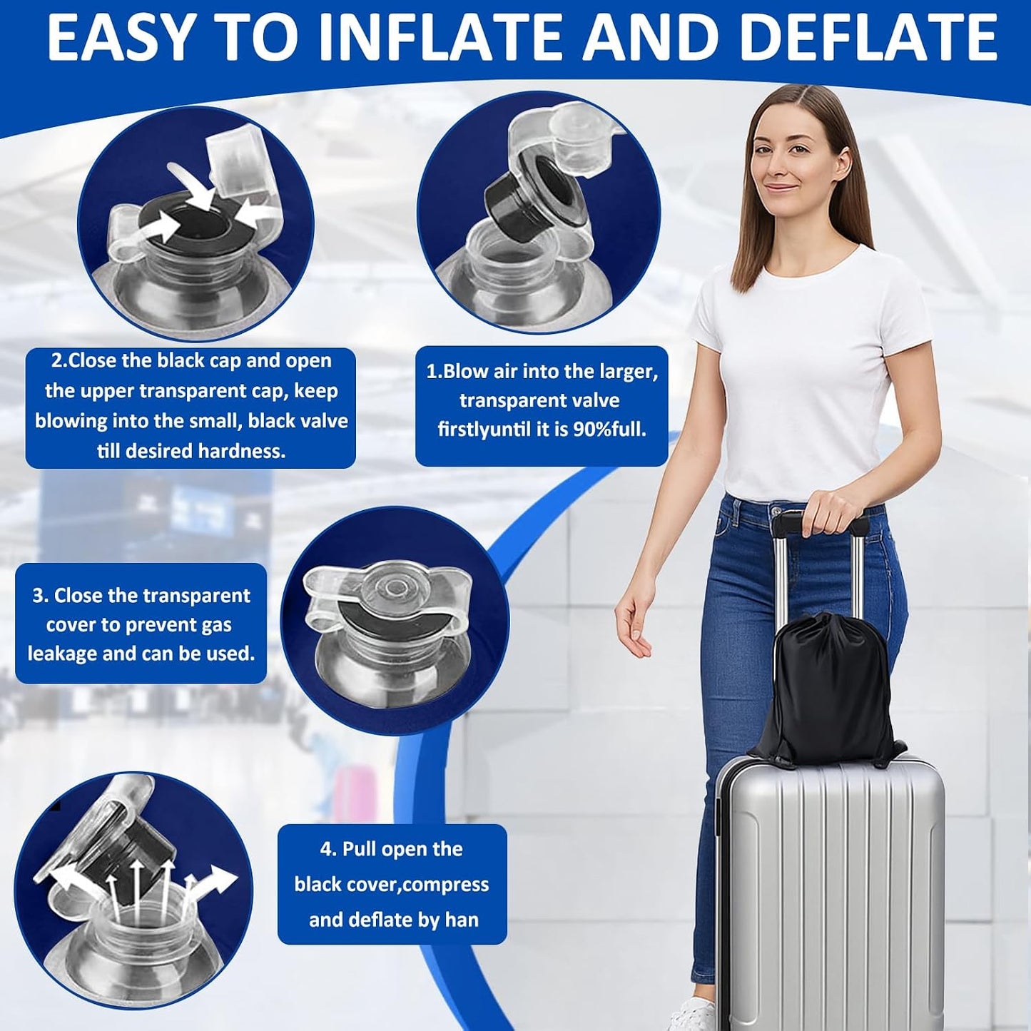 Portable Inflatable Wedge Leg Elevation Pillow - Foldable 45 Degree Wedge Leg Bolster Pillow Use in Bed, Adjustable Incline for Sleeping,Travel,Back Support,Reduce Swelling, Improve Circulation (Grey)