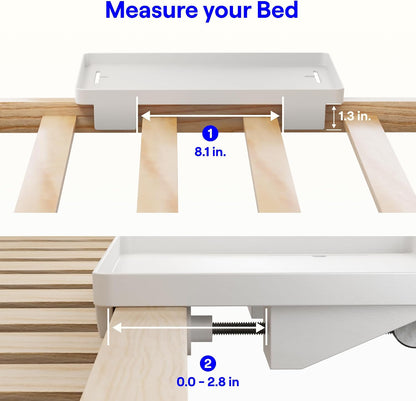 BedShelfie Bedside Shelf for Dorm Room Bunk Bed & Top Bunk, College Dorm Room Essentials, Bedside Caddy, Clip on Floating Desk Tray, Bed Side Table Storage, Loft Nightstand Decor - Cable Catch, Black