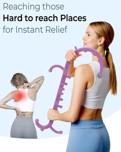 Back and Neck Massager for Pain Relief Deep Tissue, Upgraded Full Body Trigger Point Cane Massage Tools, Therapy Massage Stick Pressure Point Hook, Muscle Knot Remover Tool (Black)