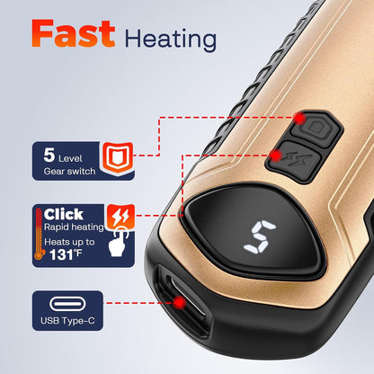 Hand Warmers Rechargeable 2 Pack, Electric Hand Warmer, 2-Second to 131°F with 5 Heat Levels, USB-C Portable Pocket Heater Handwarmers, UL Certified for Camping, Hunting, Gifts for Women Men