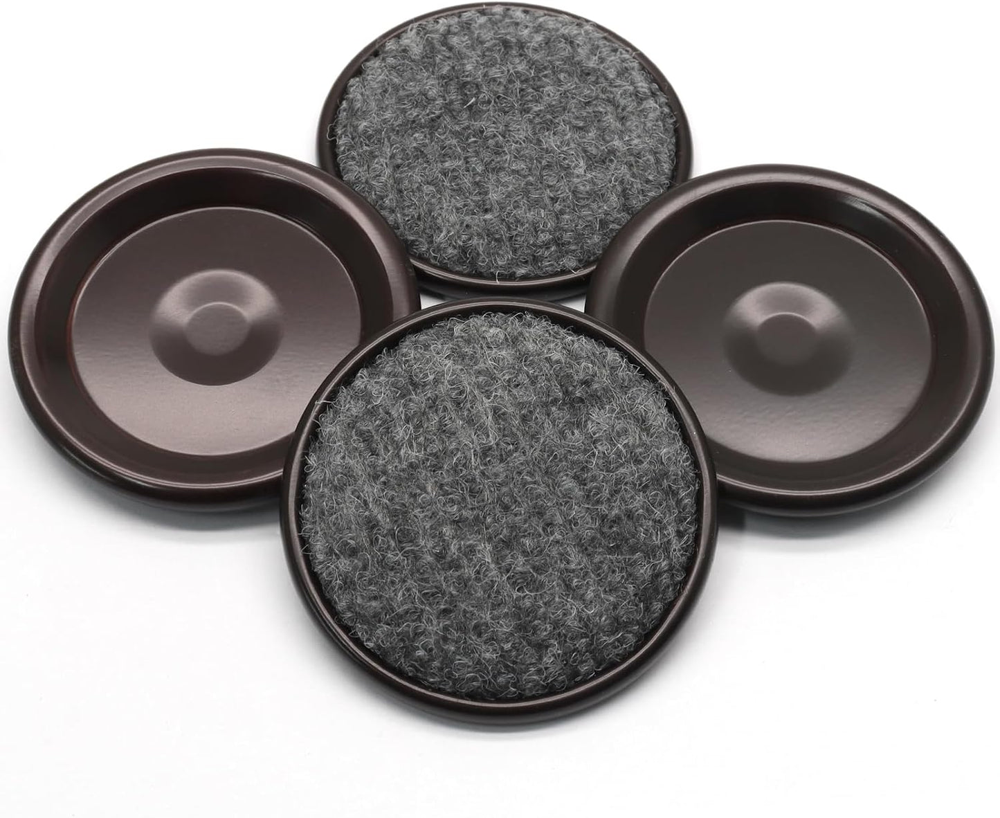 24Pcs Round Metal Felt Furniture Caster Cups, 1-5/8 Inch | Carpet-Bottom, Non-Slip Wheel Savers, Floor Protectors for Hardwood, Tile & Laminate