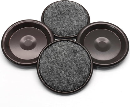 24Pcs Round Metal Felt Furniture Caster Cups, 1-5/8 Inch | Carpet-Bottom, Non-Slip Wheel Savers, Floor Protectors for Hardwood, Tile & Laminate