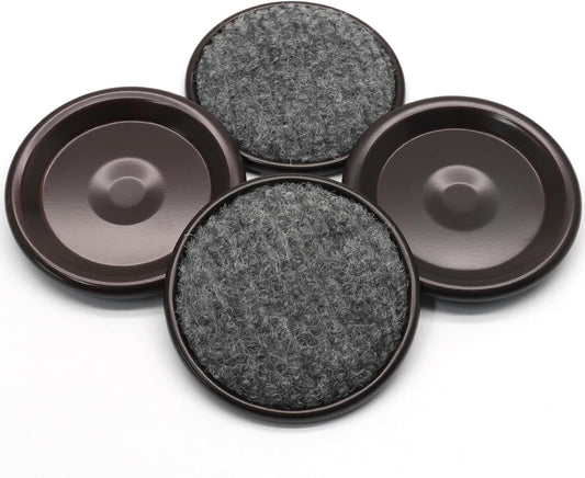24Pcs Round Metal Felt Furniture Caster Cups, 1-5/8 Inch | Carpet-Bottom, Non-Slip Wheel Savers, Floor Protectors for Hardwood, Tile & Laminate