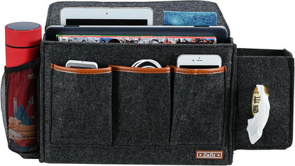 Zafit Bedside Caddy, Large Size Bedside Storage Organizer Bedside Organizer Caddy for Magazine Remotes Phone (13.4'' x 18.1'' Plus Size, Dark Grey)