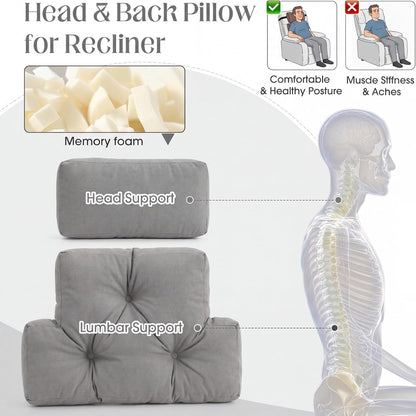 Novabright 2 Pcs Recliner Headrest Back Pillows for Back Support Pillow for Couch with Adjustable Recliners Pillow for Headrest for Chairs Sofa Couch and Bed (Dark Gray)