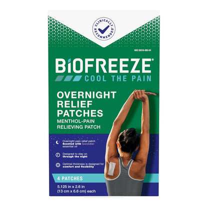 Biofreeze Day & Overnight Pain Relief Patches, Menthol Pain Patches for Arthritis & Muscle Pain Relief, Comfortable & Flexible Fabric Stays in Place, 9 Patches (6 Day, 3 Night)
