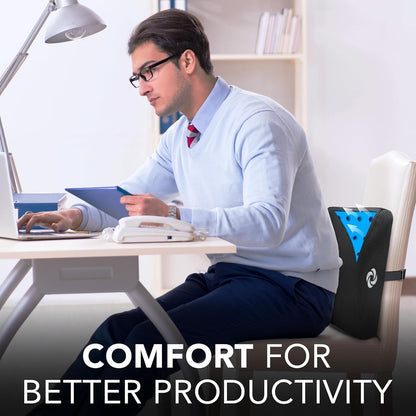 Samsonite Lumbar Support Pillow for Office Chair, Lower Back Support for Car, Back Pillow Desk Chair Cushion with Memory Foam, Improved Posture Backrest