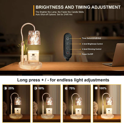 Candle Warmer Lamp with 3 Bulbs, Adjustable Height Dimmable Candle Warmer with Timer, Candle Lamp with Charming Gift Box Ribbon,Birthday Gifts for Women Mom, House Warming Gifts New Home Decor