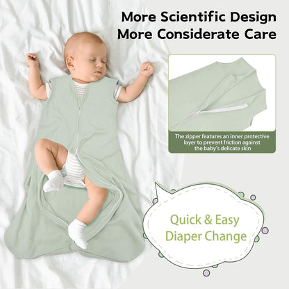 Baby Sleep Sack 0-6 Months, 100% Cotton Wearable Blanket, 0.5 Tog, 3 Pack