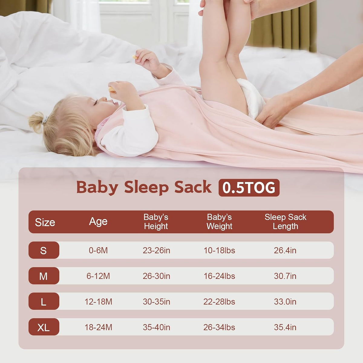 Baby Sleep Sack 0-6 Months, 100% Cotton Wearable Blanket, 0.5 Tog, 3 Pack