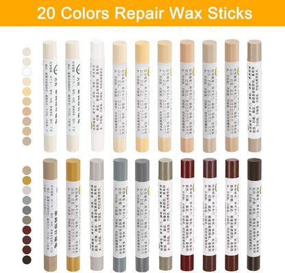 uxcell Furniture Repair Wax Crayons Kit, 20Pcs - Wood Filler Stick, Touch Up Furniture Markers - for Scratches Holes Tables Desks Wooden Floor Laminate Covers, Gray Series
