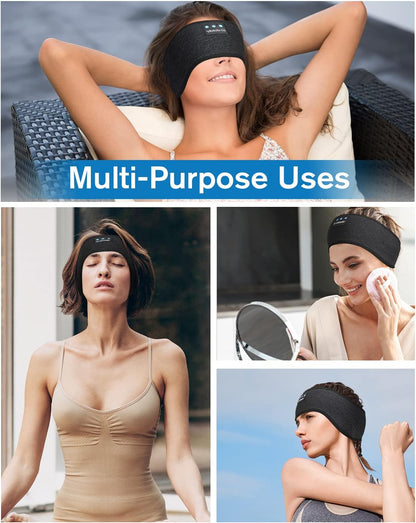 LC-dolida Sleep Headphones Bluetooth Headband Sleeping Wireless Headband Headphones with Thin HD Stereo Speakers Perfect for Side Sleepers, Sport, Yoga, Travel