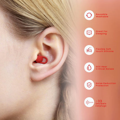 Silicone Ear Plugs for Noise Reduction - Reusable Soft Comfortable Earplugs for Sleeping,Noise Sensitivity & Flights -16 Ear Tips in XS/S/M/L, with 2 Travel Boxes - 33dB Noise Cancelling (Olive Green)
