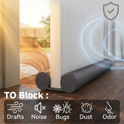 MAXTID Under Door Draft Stopper for Bottom of Doors 38" Black | Door Blocker Noise Reduce Light Cold Air Guard Breeze Sound Proof Door Sweep Door Seal Insulation Strip Gap Filler