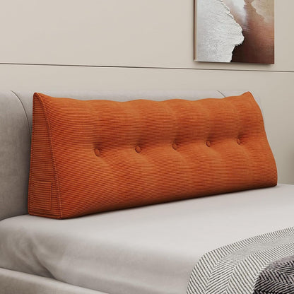 Headboard Wedge Pillows for Sitting Up in Bed Rest Adult，Triangular Upholstered Stuffed Reading Pillow for Sofa Couch Back Cushions Lumbar Body Support Dorm Bedroom（King，Corduroy Gray）