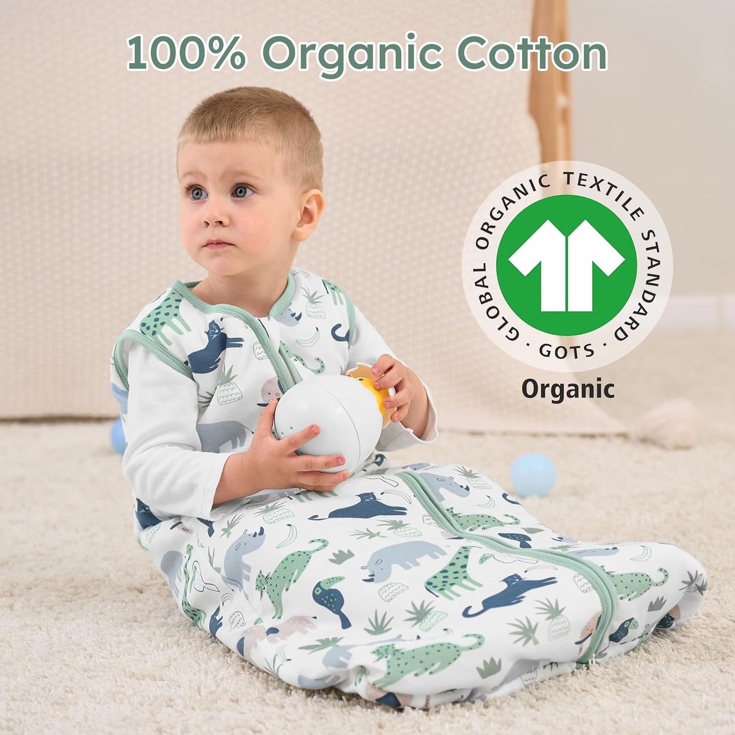Yoofoss Baby Sleep Sack 0-6 Months Wearable Blanket for Babies 100% Organic Cotton 2-Way Zipper TOG 0.5 Toddler Sleeping Sack 3 Pack, Sleep Sacks