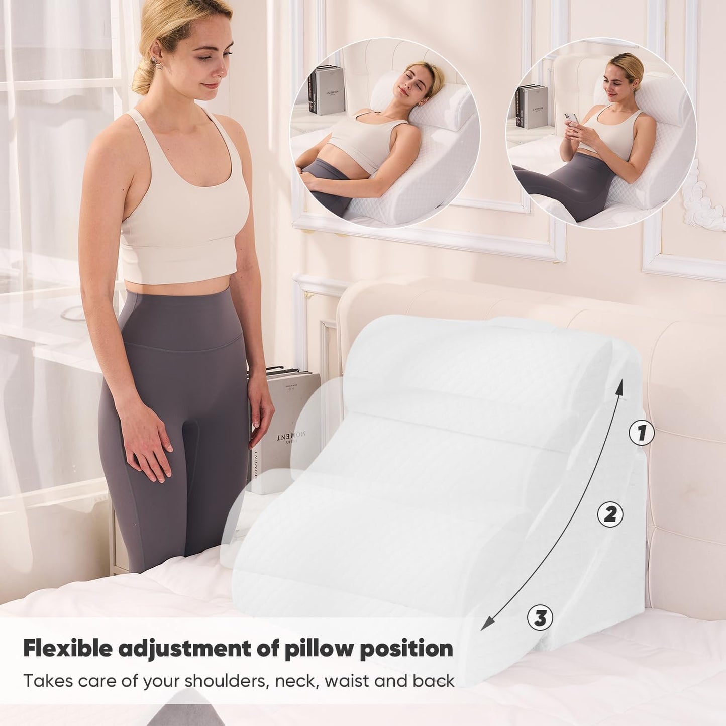 OAISZ 4PCS Wedge Pillow Set for After Surgery, Adjustable Bed Wedges, Gery | Back and Leg Support, Acid Reflux Relief, Post Surgery Recovery, Leg Elevation, Memory Foam, Bed Wedge Pillow for Sleeping