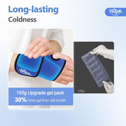 Hilph Wrist Ice Pack Wrap, Carpal Tunnel Relief Wrist Brace with Gel Pack | FSA Eligible HSA, Reusable Hot Cold Compress for Hand Injuries, Arthritis, Tendonitis, Surgery Recovery, Post-Workout, Blue