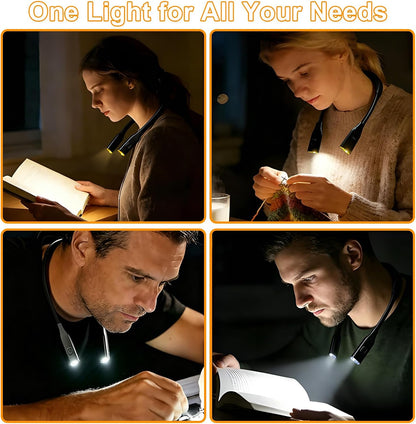 Book Light, 3-Color & 9-Brightness Reading Light, Bendable Neck Light, 60-hr Lasting Rechargeable Lamp, Perfect Book Light for Reading in Bed, Knitting, Camping (Classic, 1)