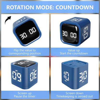 GuDoQi Multi-Function Cube Timer, 5/10/30/60 Min & Custom Count Down, Included Pause & Resume Feature, Silent, Vibrate & Adjustable Sound Alarm for Productivity in Tasks, Study & Kitchen, Purple