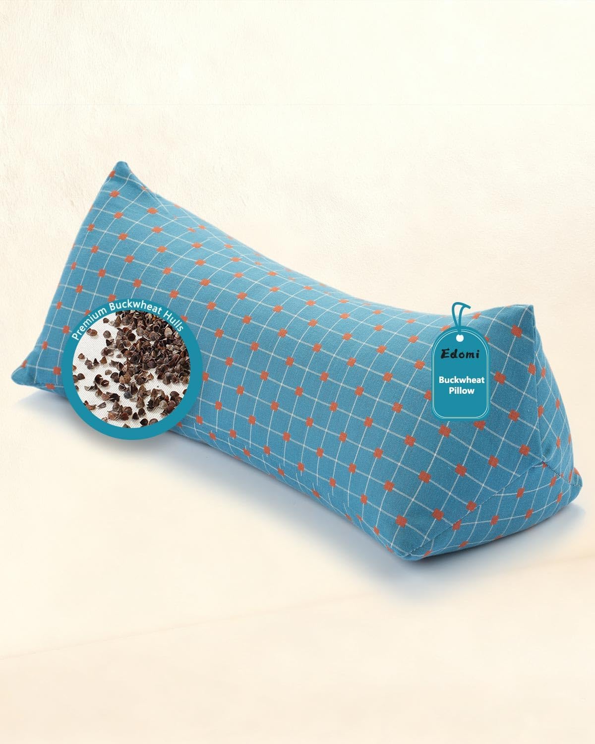 Buckwheat Cervical Neck Roll Pillow, Adjustable Firm Support for Neck Pain Relief, 15.7x6 Inch Buckwheat Hull Pillow for Back Side Sleepers