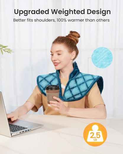 Weighted Heating Pad for Neck and Shoulders and Back, 2.5lb Neck Heating Pad for Back Pain Relief, Shoulder Heating Pad with 5 Heat Settings, 4 Timer Settings, Valentine's Day Gifts for Women Men