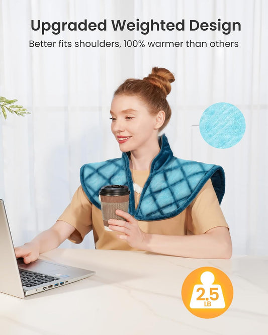 Weighted Heating Pad for Neck and Shoulders and Back, 2.5lb Neck Heating Pad for Back Pain Relief, Shoulder Heating Pad with 5 Heat Settings, 4 Timer Settings, Valentine's Day Gifts for Women Men