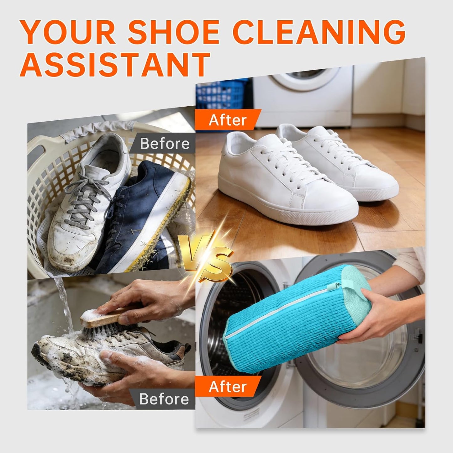 1PCS Blue Shoe Washing Machine Bags for All Shoe Types | Deep Cleaning,Reusable and Durable,Safeguarding Shoes from Scuffs and Deformation,Tear-Resistant Chenille Fabric