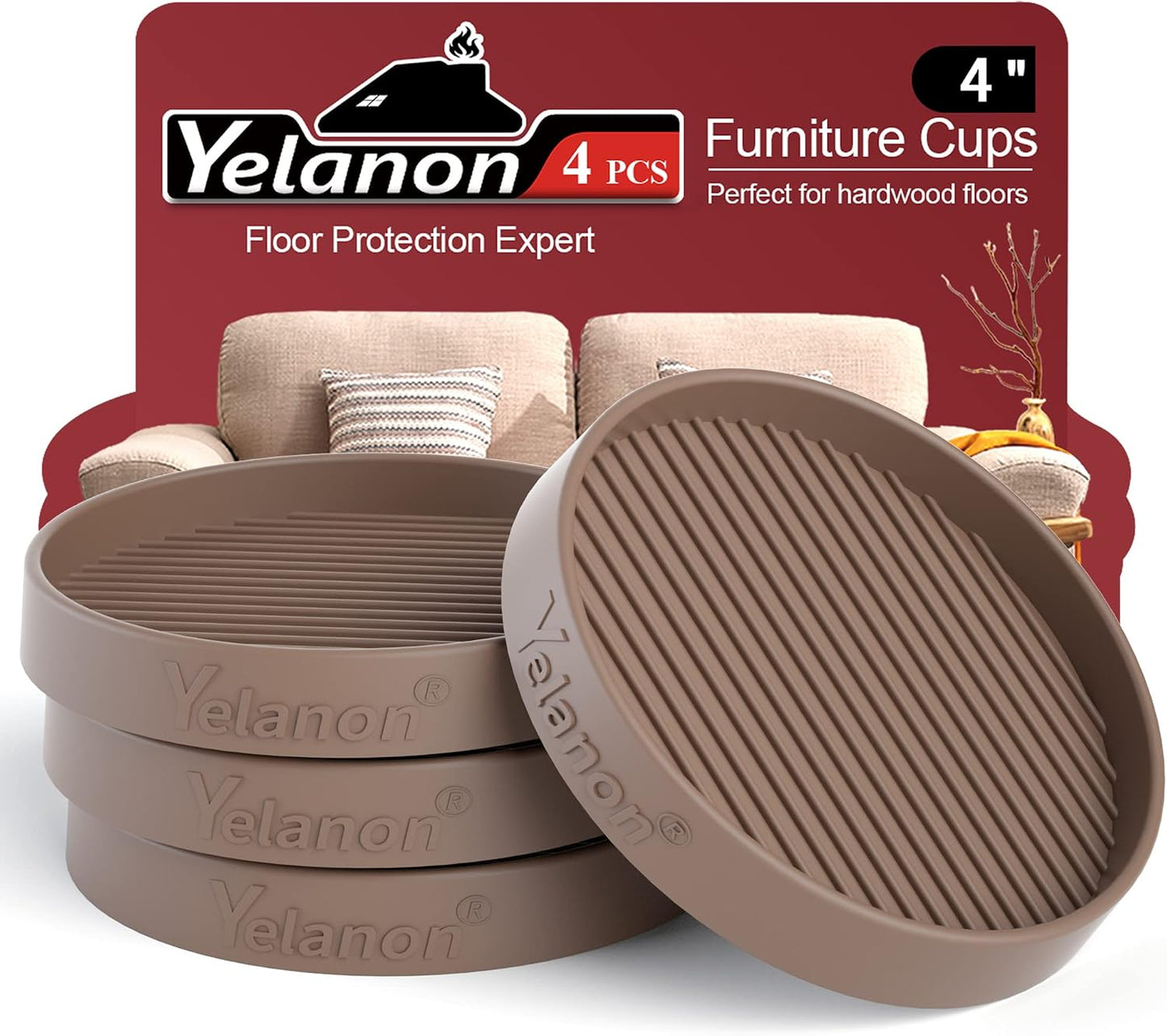 Non Slip Furniture Pads for Hardwood Floors -8 Pcs 3” Furniture Coasters Cups, Anti Skid Furniture Grippers Rubber Feet, Floor Protectors for Furniture Bed Couch Stoppers