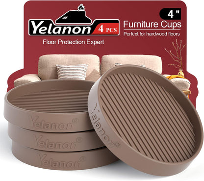 Non Slip Furniture Pads for Hardwood Floors -8 Pcs 3” Furniture Coasters Cups, Anti Skid Furniture Grippers Rubber Feet, Floor Protectors for Furniture Bed Couch Stoppers