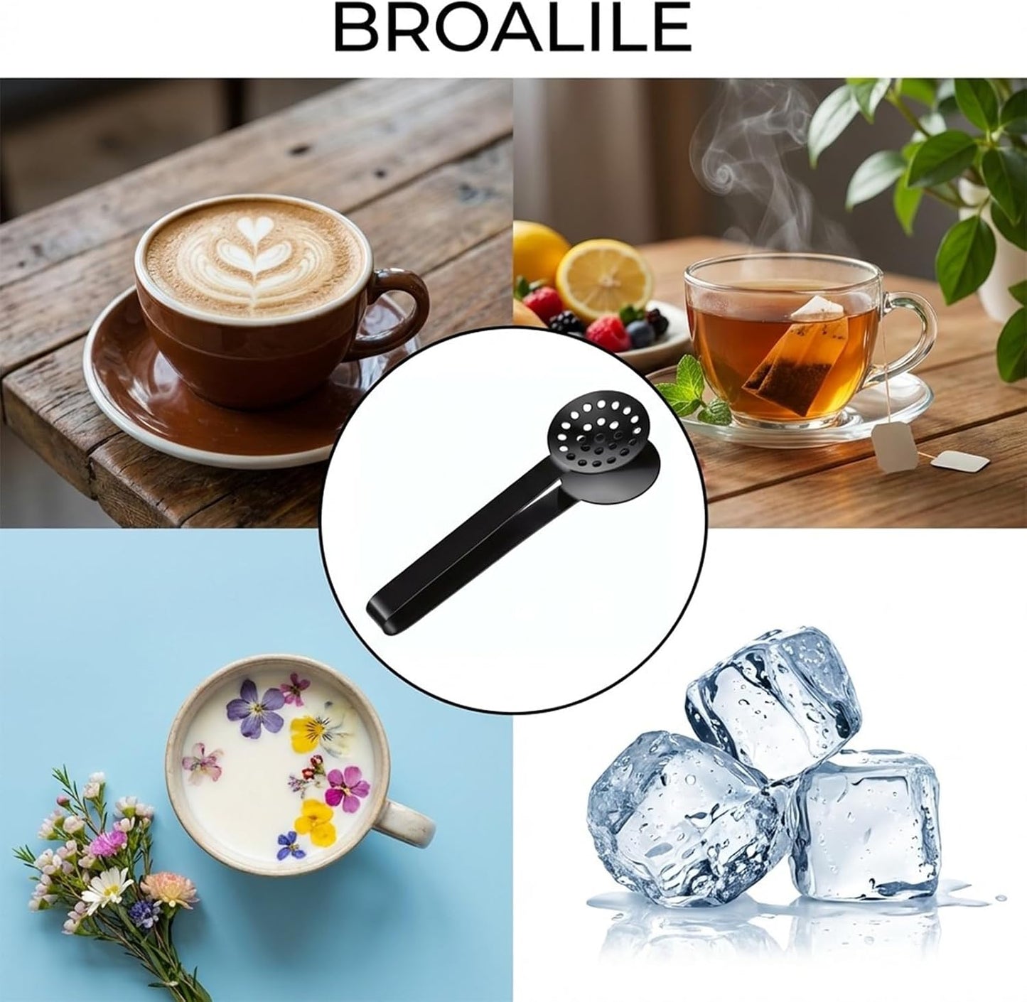 Black Tea Bag Squeezer Tongs, Stainless Steel Teabag Strainer Dispenser Tea Filter Spoon Clamp Dispenser Accessories for Gripping Teabags Ice Sugar Lemon Slice