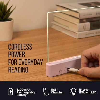 Book Reading Light Flat Screen Smart LED - Full Page Panel Lights for Books Reader in Bed at Night - Rechargeable Portable Dimmable Clear Study Lamp 3 Colors Timer for Bedside Travel (White)