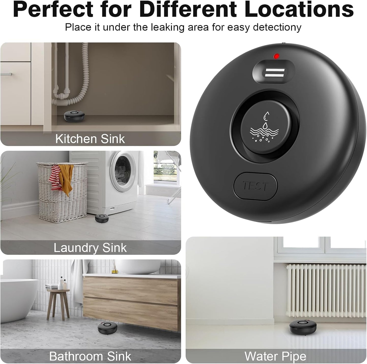 Smart Water Leak Detector for Home 3 Pack, Driping Leakage Flood Detectors | 120dB Loud, IP66, APP Push, Wireless Water Leak Alarm , 3 Water Sensors & 1 WiFi Gateway for Kitchen, Sink, Laundry