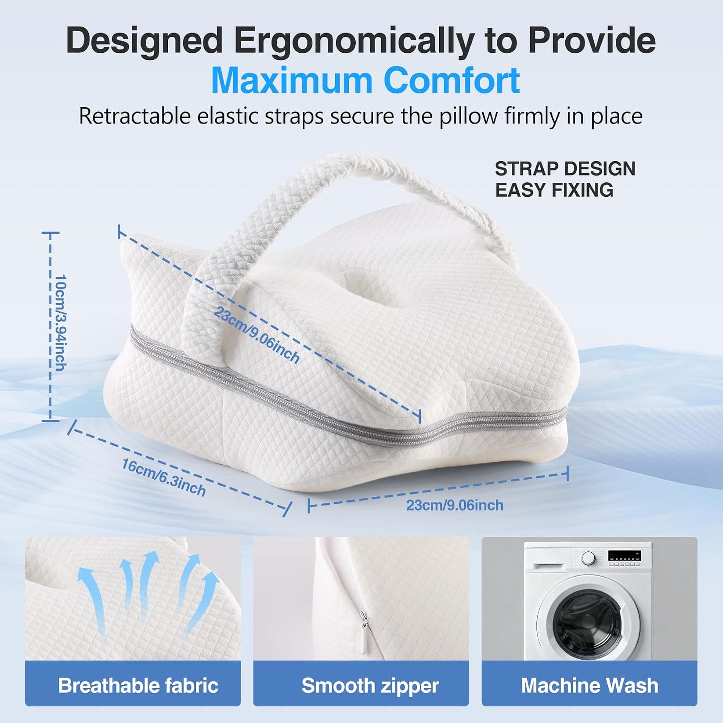 Knee Pillow for Side Sleepers, Memory Foam Leg Pillow for Side Sleeping with Strap, Alignment Pillows Between Legs for Sciatica, Back & Hip Pain Relief (Grey)