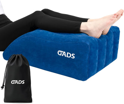 Inflatable Leg Elevation Pillow, Travel Knee Wedge for Bed and Comfort Rest | Inflatable wedge pillow for leg elevation, knee support and elevated comfort in bed or while traveling, with portable design.