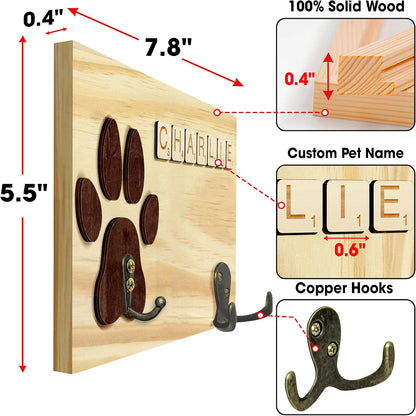 Dog Leash Holder Wall Mount, Pet Harness Hanger with Scrabble Letters, Dog Collar Organizer for Entryway, Memorial Cat Leash Holder for Wall, Pet Loss Gifts, Keepsake, Home Decor PF212-NAT
