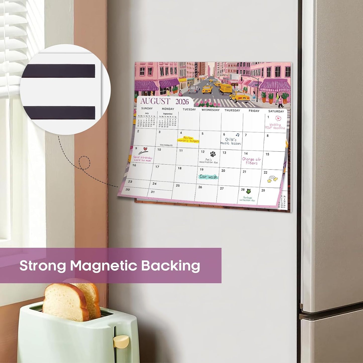 2026-2027 Magnetic Calendar for Refrigerator, Apr 2026-Dec 2027 | 21-Month Fridge Calendar 2026-2027 for Home Planning, Scheduling and Easy Organization, Greenery