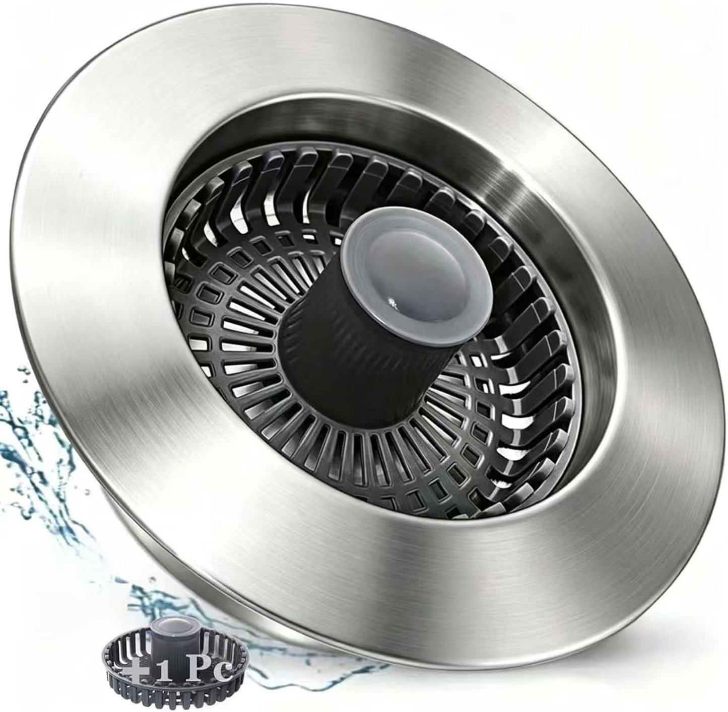 BAOLSLS 3 in 1 Kitchen Sink Stopper, Pop Up Kitchen Sink Drain Strainer | with An Extra Basket Strainer, Kitchen Sink Drain Stopper for US Standard 3-1/2 Inch, Chrome Silver