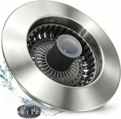 BAOLSLS 3 in 1 Kitchen Sink Stopper, Pop Up Kitchen Sink Drain Strainer | with An Extra Basket Strainer, Kitchen Sink Drain Stopper for US Standard 3-1/2 Inch, Chrome Silver