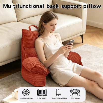 Reading Pillow for Bed with Arms, Back Support, Memory Foam（Grey Black）