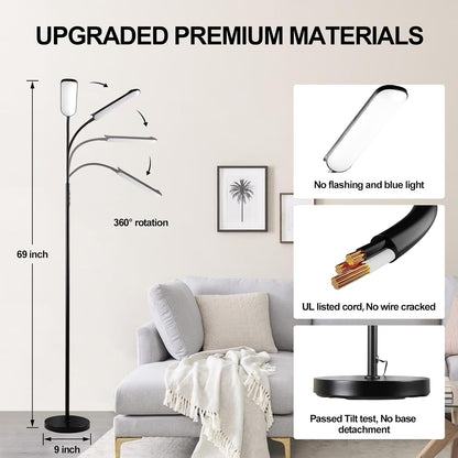 marctronic Floor Lamp, 18W 1800LM Super Bright LED Floor Lamp with Remote & Works with Smart Plug, Dimmable Timing Eye Caring Reading Lamps Floor Standing for Living Room Bedroom Office